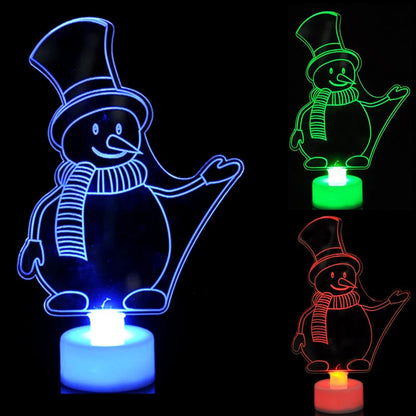 LED Mini Night Lights Colorful Flashing Lights Snowman Lamp Christmas Ornament