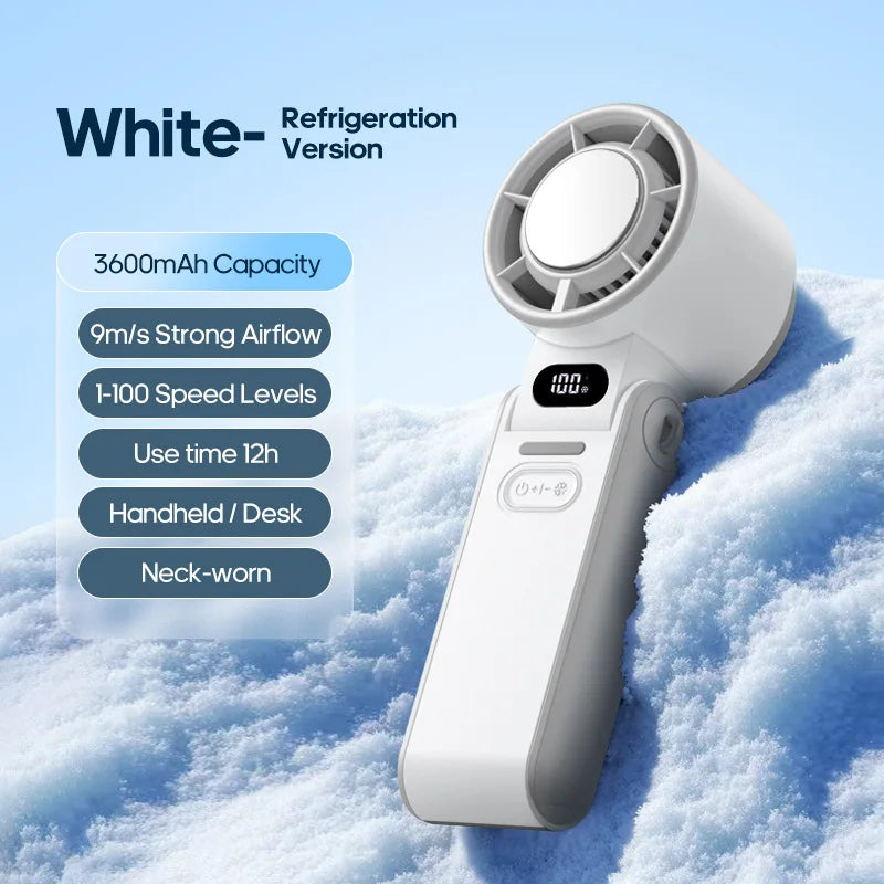 Rechargeable 100 Wind Speeds Adjustable Mini Foldable Air Cooling Turbo Fan