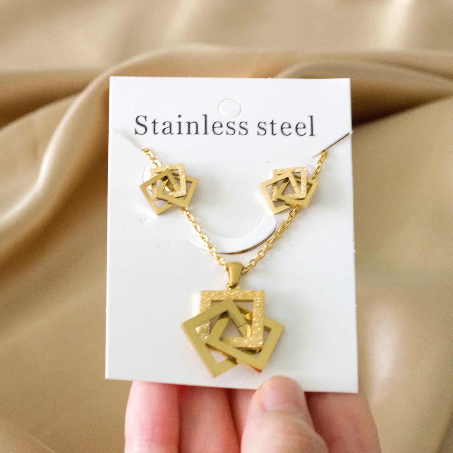 Stainless Steel Necklace & Earrings Fashion Accessories for Women Wedding Party