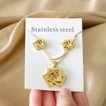 Stainless Steel Necklace & Earrings Fashion Accessories for Women Wedding Party