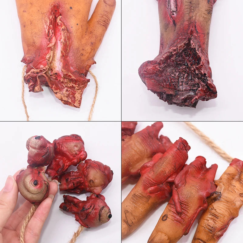 Halloween Horror Hanging Prop Fake Dead Mouse Bat Bloody Hand Feet
