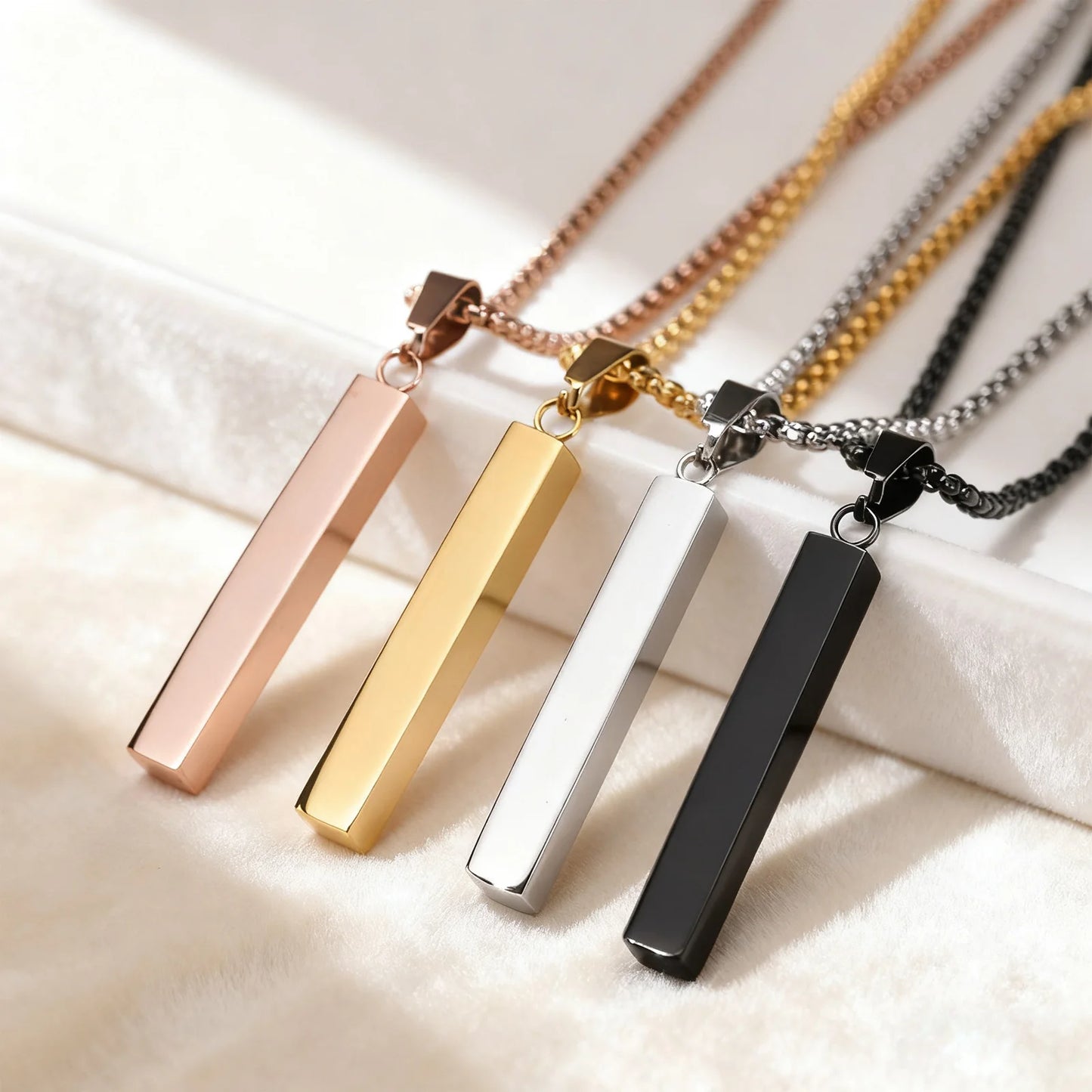 Stainless Steel Rectangle Vertical Bar Pendant Simple Casual Gift