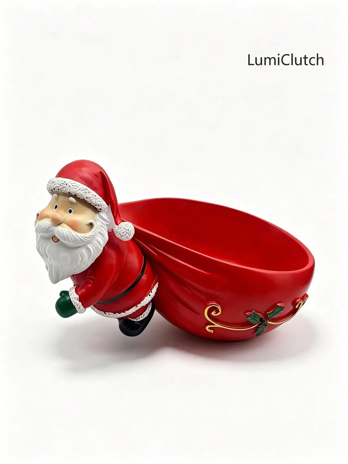 Santa Claus Candy Bowl Figurine, Christmas Table Centerpiece Catchall Dish