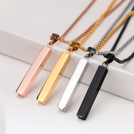 Stainless Steel Rectangle Vertical Bar Pendant Simple Casual Gift