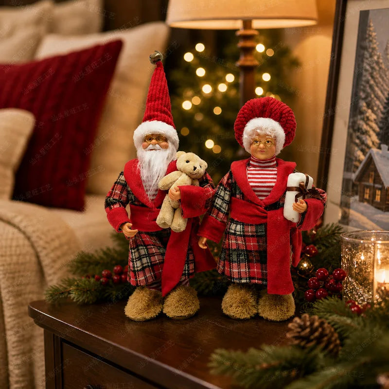 Standing Christmas Doll Figurine, Xmas Window Display Ornament, Holiday Home Decoration & Gift Supplies