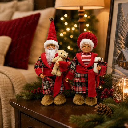 Standing Christmas Doll Figurine, Xmas Window Display Ornament, Holiday Home Decoration & Gift Supplies