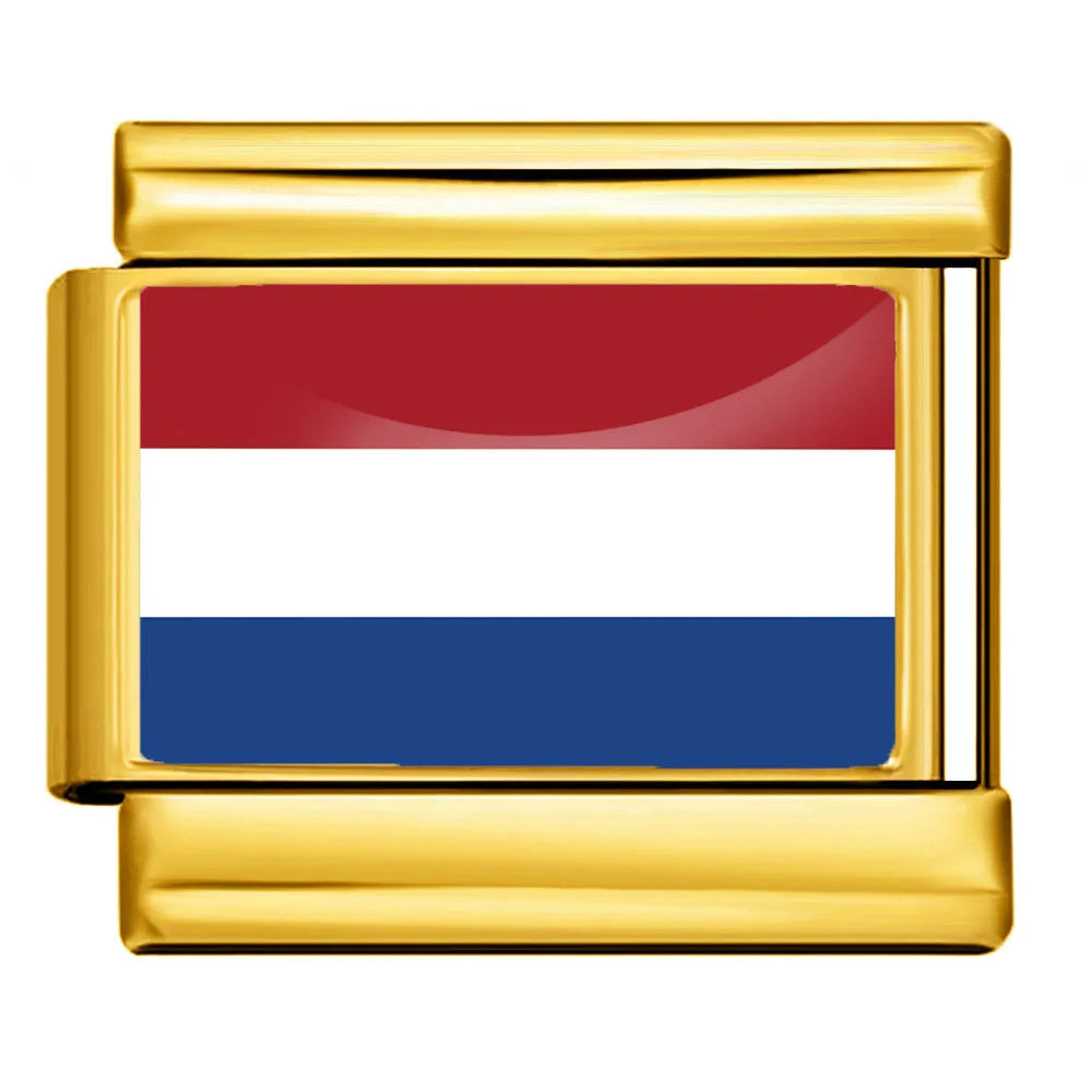 9mm Gold Color World National Flag DIY Jewelry