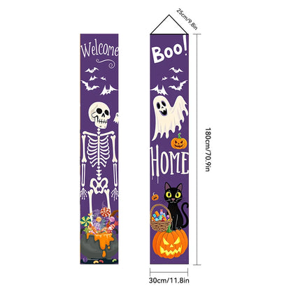 Halloween Carnival Party Decoration  Backdrops Pumpkin Skeleton Pattern Door Curtain