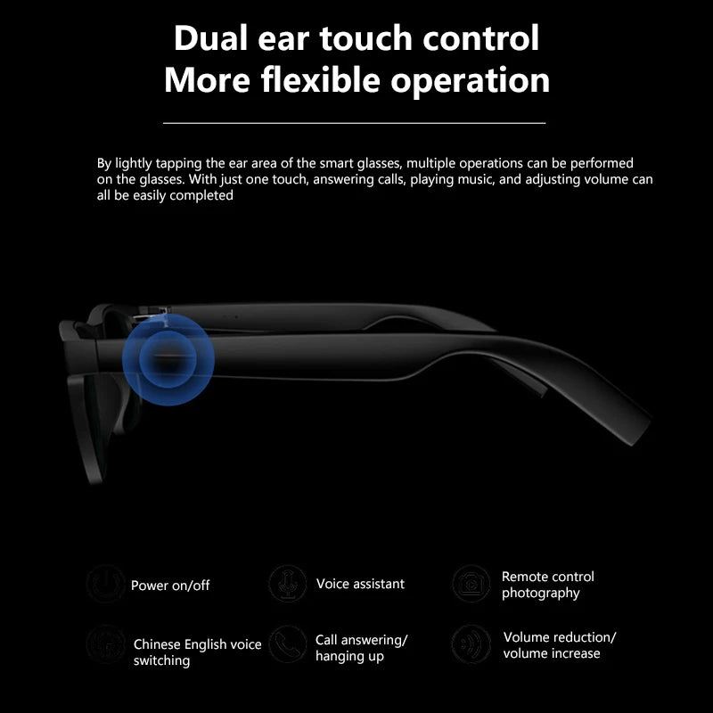 Smart Glasses Remote Control Touch Photo Camera Recording