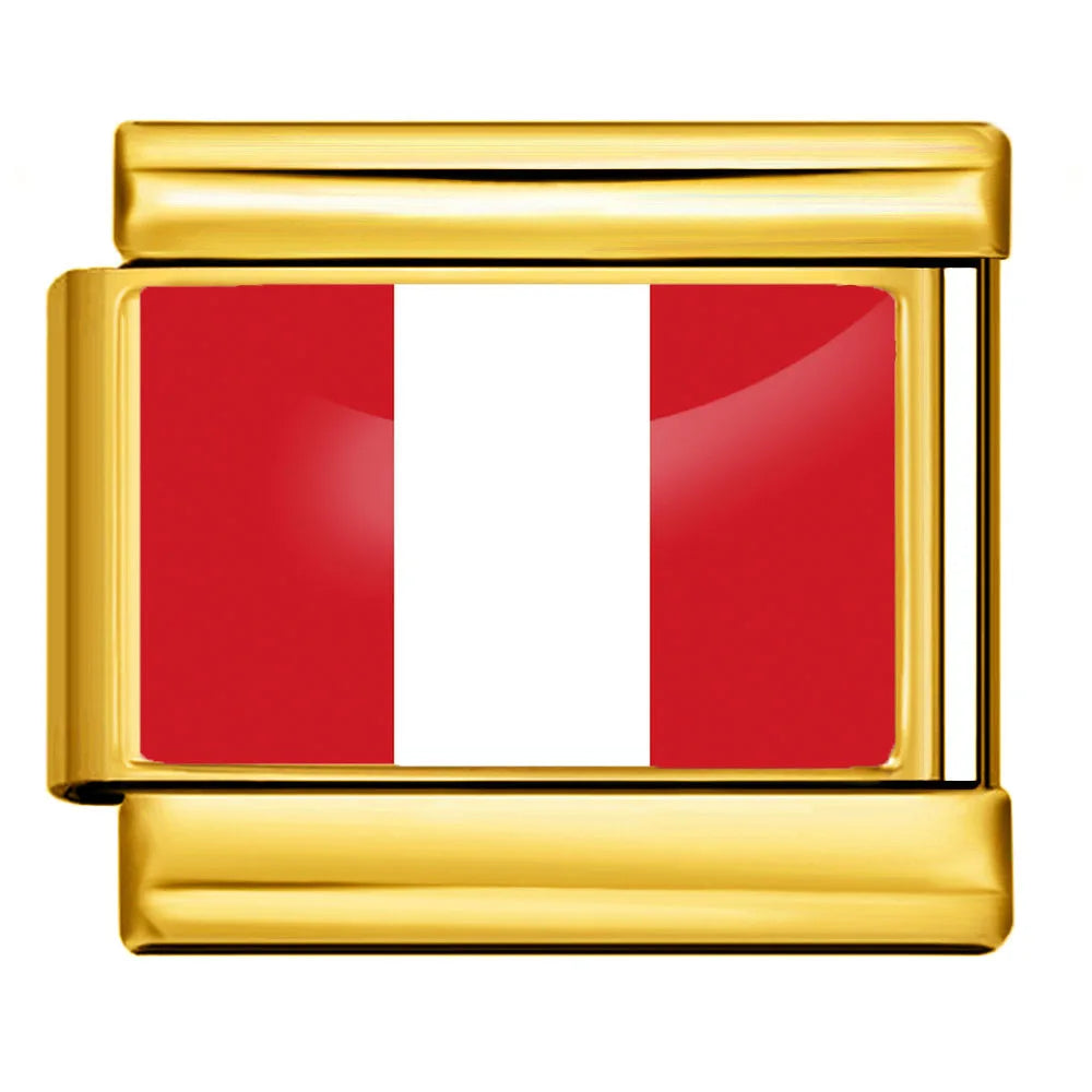 9mm Gold Color World National Flag DIY Jewelry