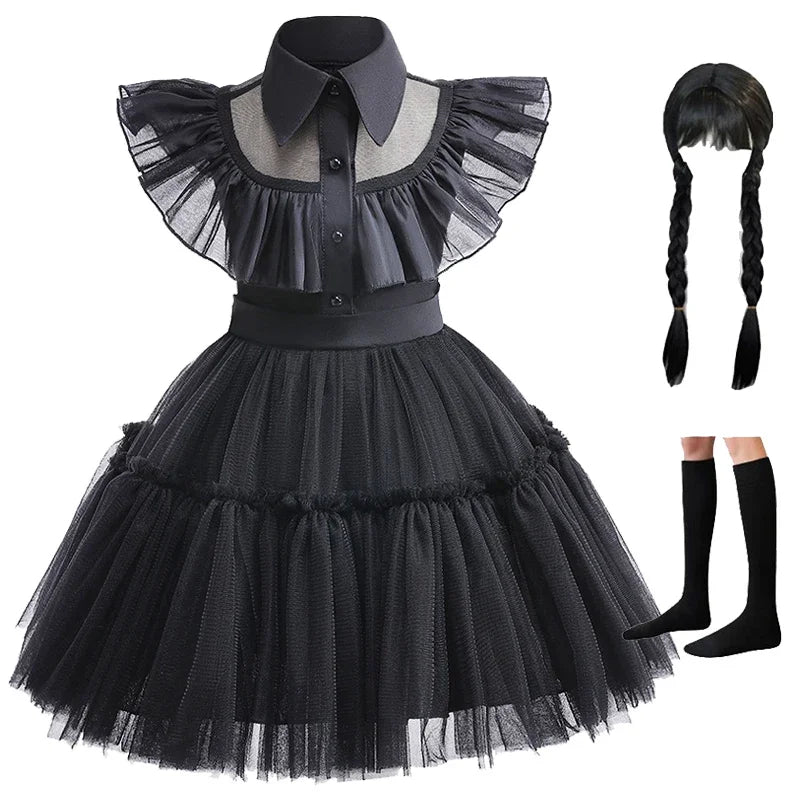 Halloween  Cosplay Costume 0-6-year-old Baby Fashion Hollow lace princess dress carnival girls black evening dress
