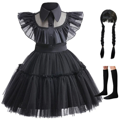 Halloween  Cosplay Costume 0-6-year-old Baby Fashion Hollow lace princess dress carnival girls black evening dress