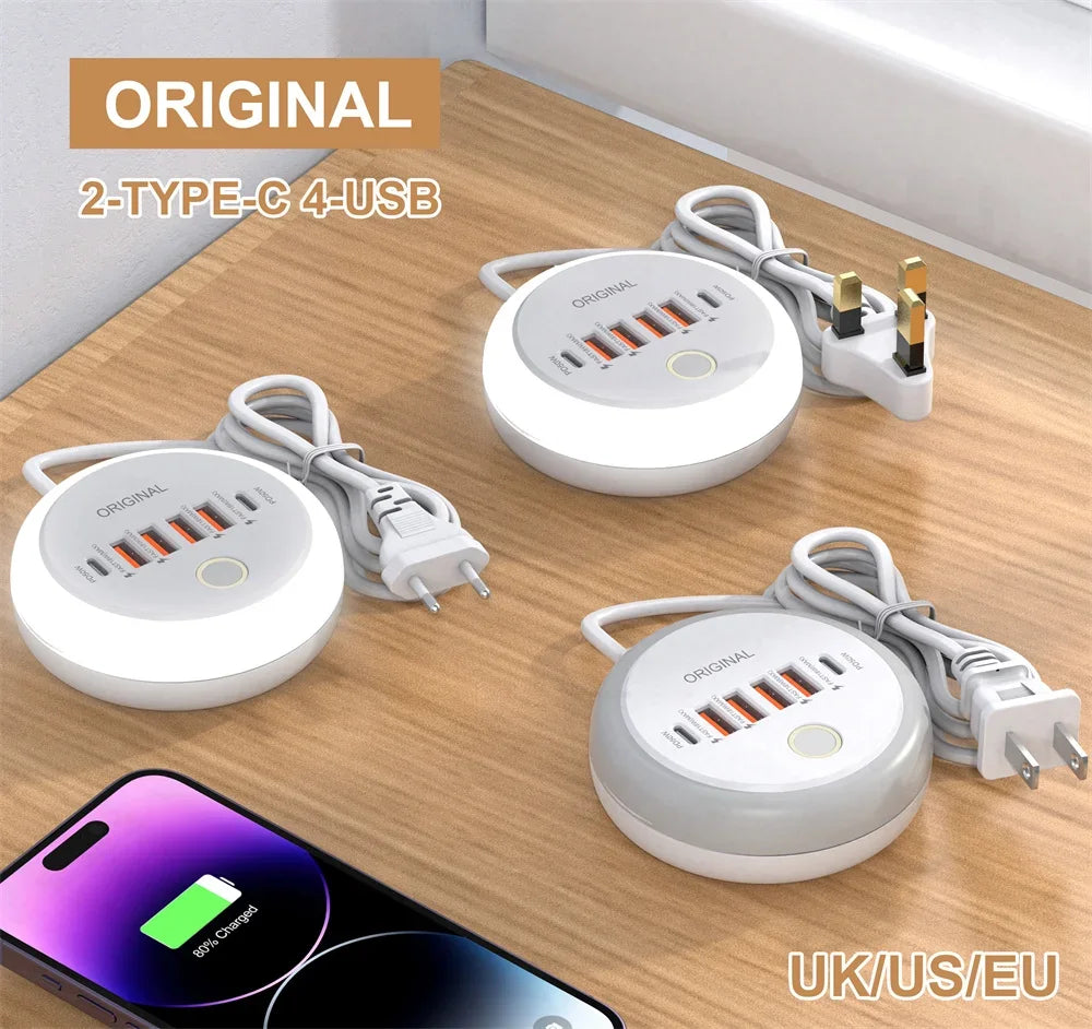 50W Power Strip Multi Port USB C Socket Type C Fast Charging Wall Charger