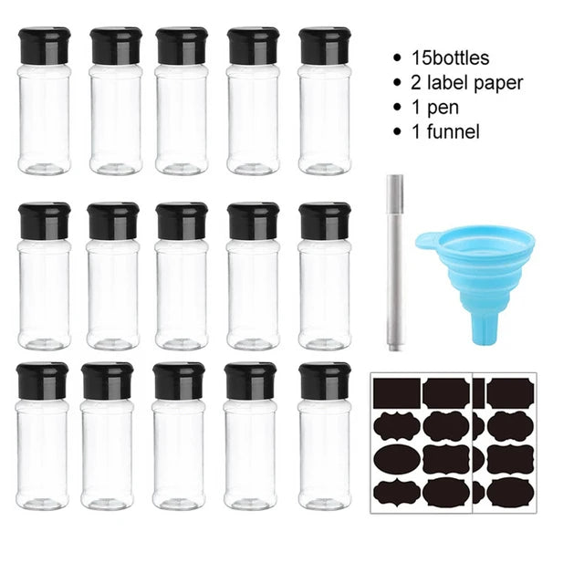 Spices Salt and Pepper Shaker Seasoning Jar spice organizer Plastic Barbecue Condiment Kitchen Gadget Tool