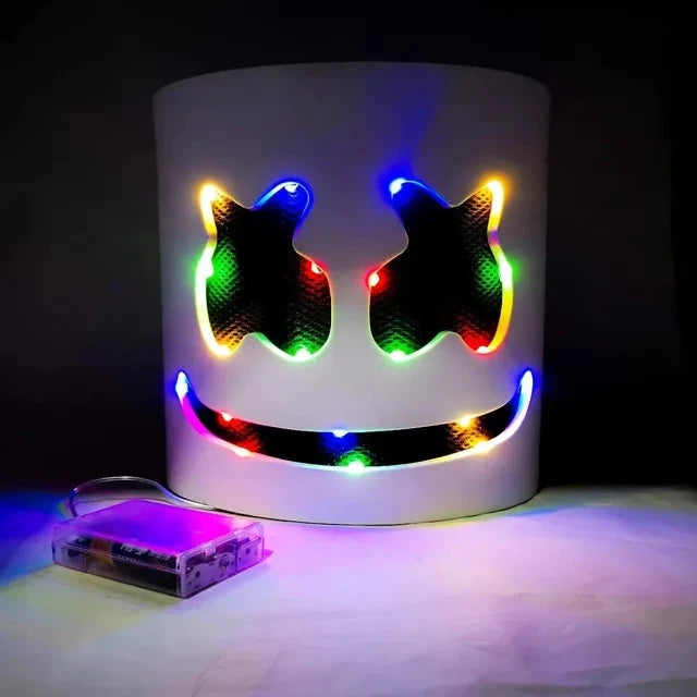Halloween Light Up Mask Full Face LED Neon Marshmallow Mask
