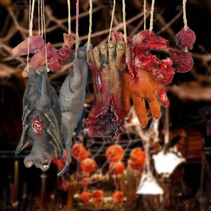 Halloween Horror Hanging Prop Fake Dead Mouse Bat Bloody Hand Feet