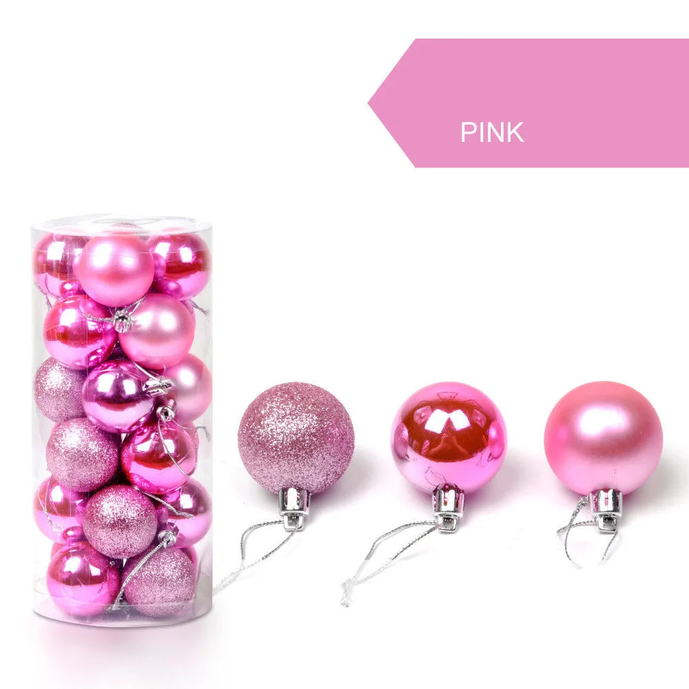 24pcs 3cm Glitter Christmas Ball Ornament Hanging Bauble Ball