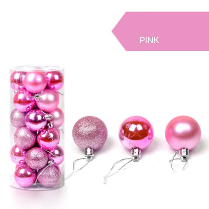 24pcs 3cm Glitter Christmas Ball Ornament Hanging Bauble Ball