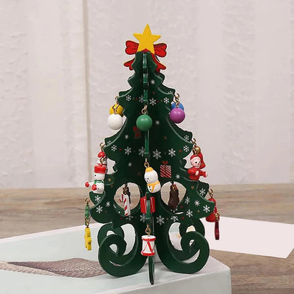 Creative DIY Wooden Christmas Tree Window Shop Mall Desktop Display Props Ornaments