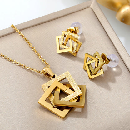 Stainless Steel Necklace & Earrings Fashion Accessories for Women Wedding Party