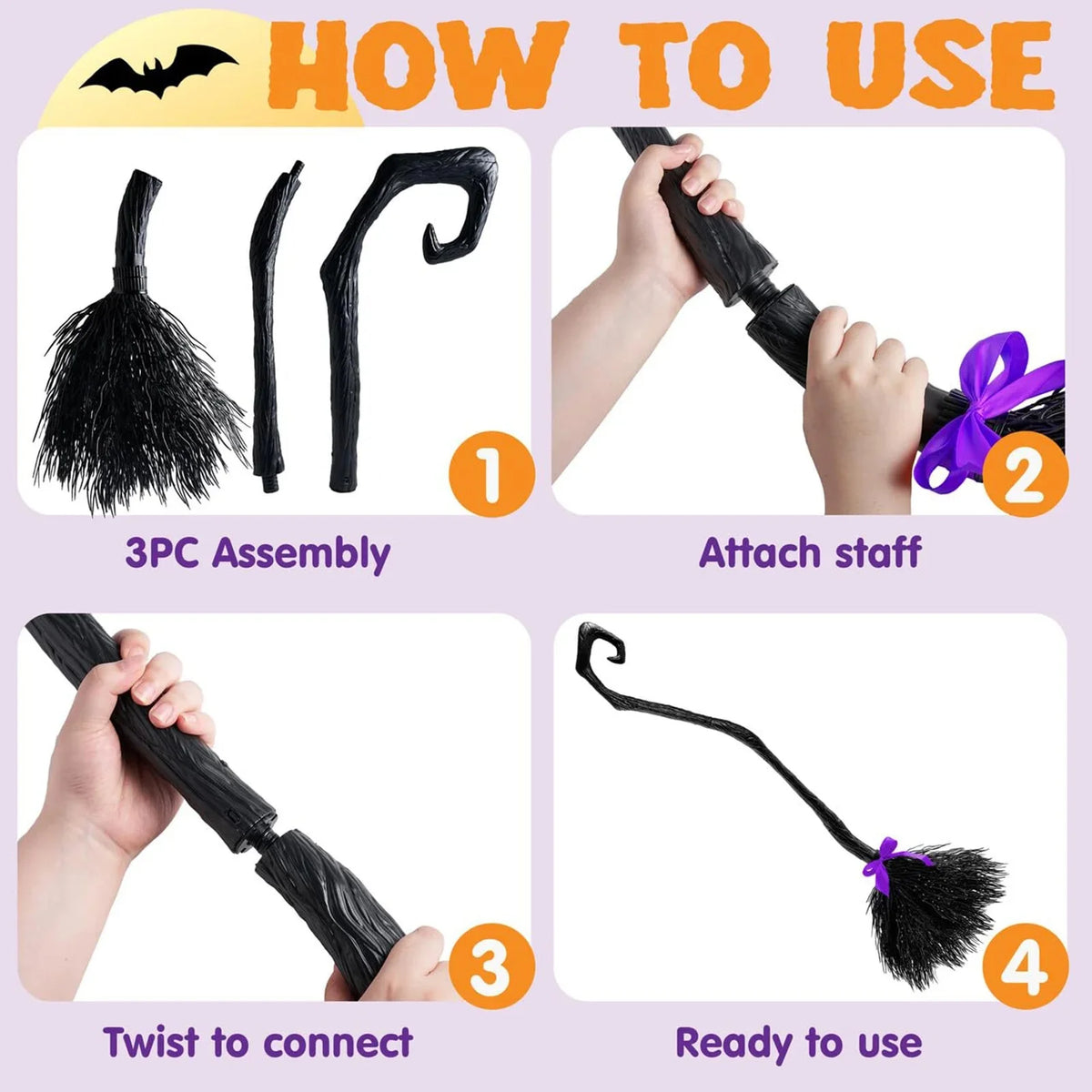 Halloween Witch Broom Decorations Magic Plastic Scary Prop