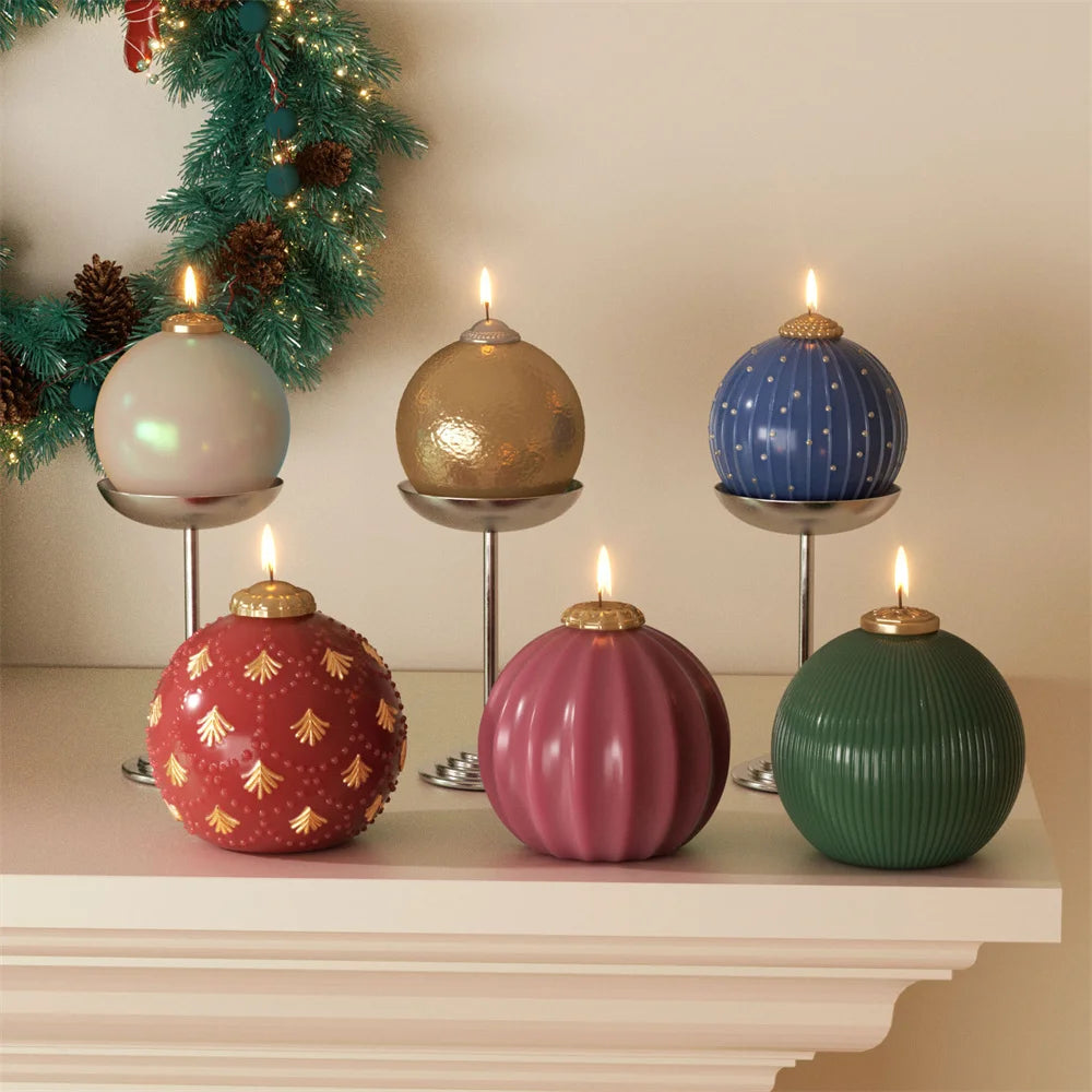 Nicole Christmas Bauble Candle Silicone Mold DIY Scented Candle Making Mould Xmas Gifts Tools
