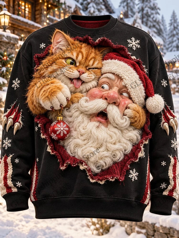 Cartoon Christmas Reindeer Gift 3d Print Crewneck T-shirt Men Women Fashion Funny Long Sleeve Top