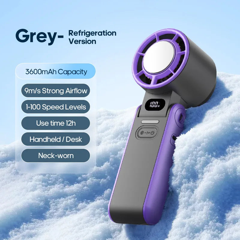 Rechargeable 100 Wind Speeds Adjustable Mini Foldable Air Cooling Turbo Fan