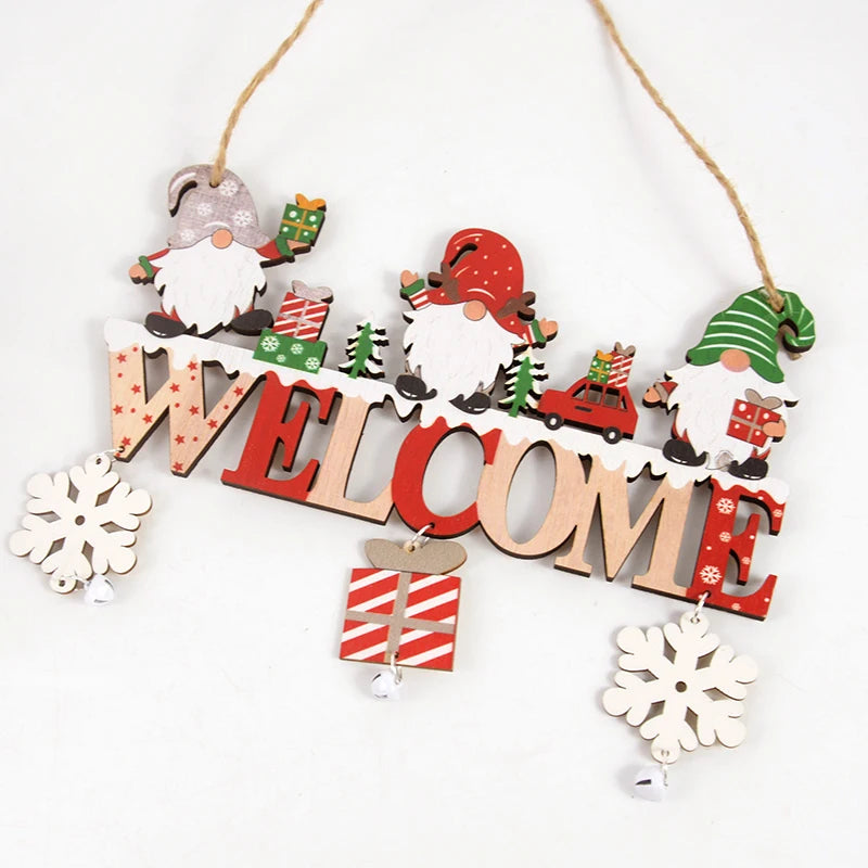 Gnome Santa Claus Wooden Hanging Ornament 2024 Merry Christmas Decoration