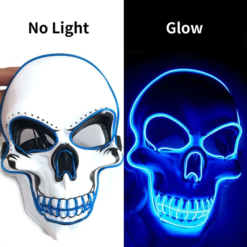 Halloween Horror Skull Mask LED Cold Light Mask LED Halloween Mask Cosplay Mask