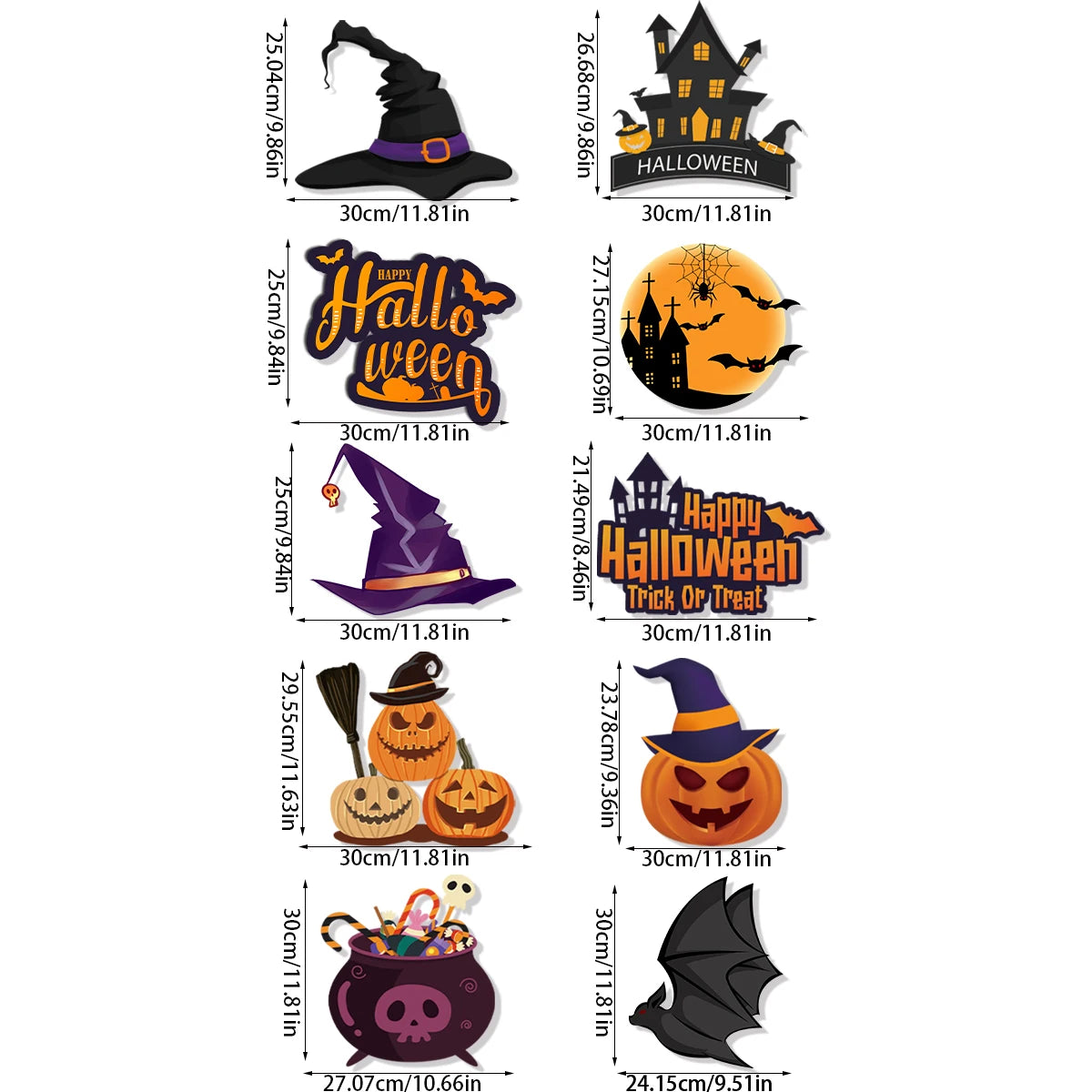 Halloween Paper Hanging Sign Spooky Pumpkin Witch Ghost Front Door Hanger