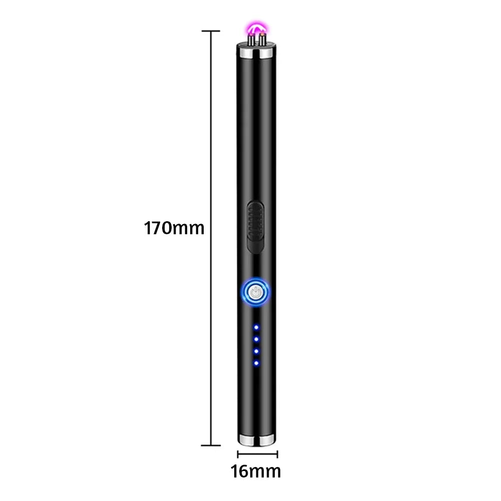 Metal Long Windproof Pulse Arc Flameless USB Plasma Electric Lighter