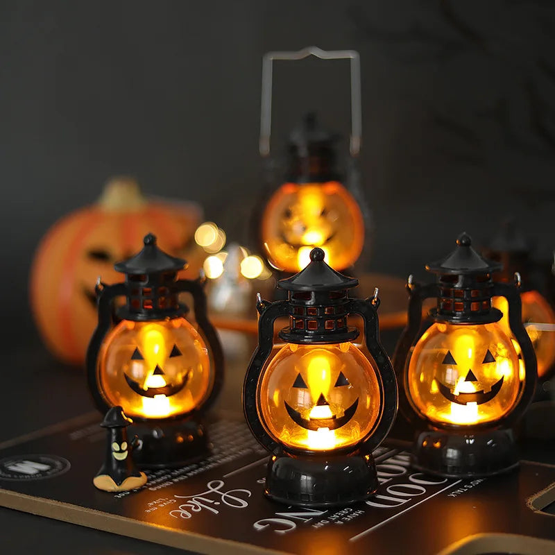Halloween LED Hanging Pumpkin Lantern Light Ghost Lamp Candle Light Horror Props