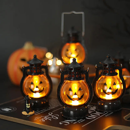 Halloween LED Hanging Pumpkin Lantern Light Ghost Lamp Candle Light Horror Props
