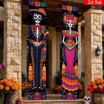 Halloween Decorations Dia De Los Muertos Porch Sign Banners
