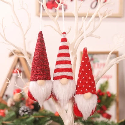 3pcs Christmas Hanging Decorations, Swedish Handmade Plush Santa Elves