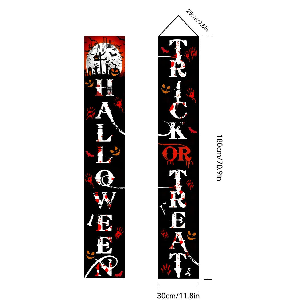 Halloween Carnival Party Decoration  Backdrops Pumpkin Skeleton Pattern Door Curtain