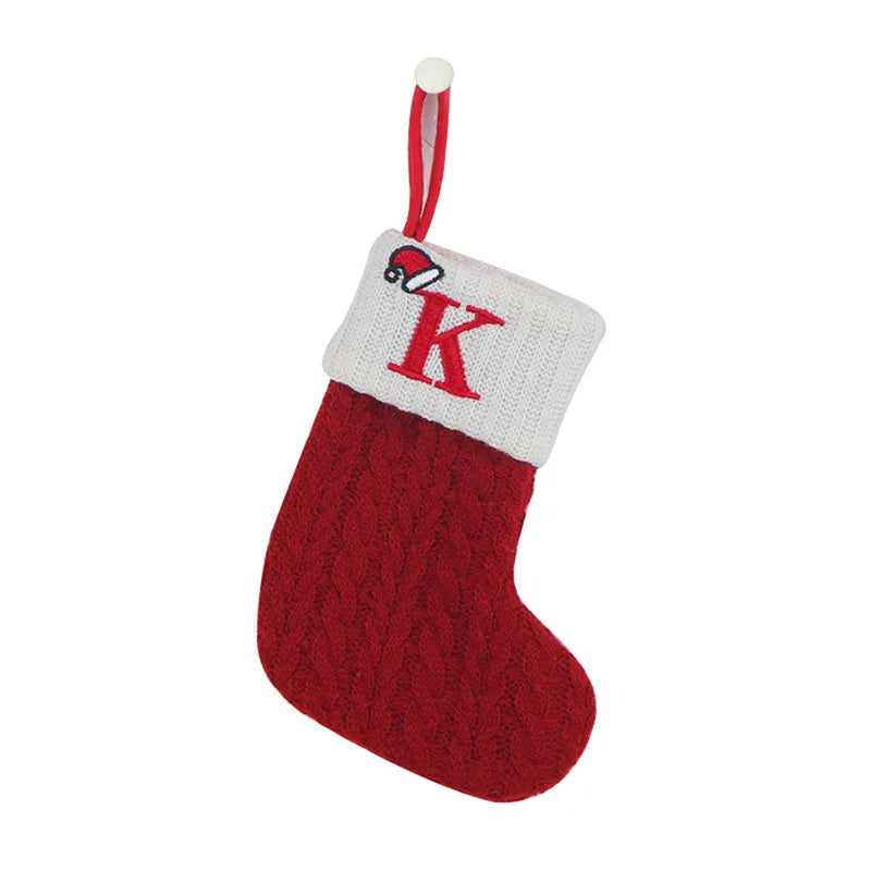 Christmas Socks Knitting Snowflake Letter Stocking Christmas Decoration