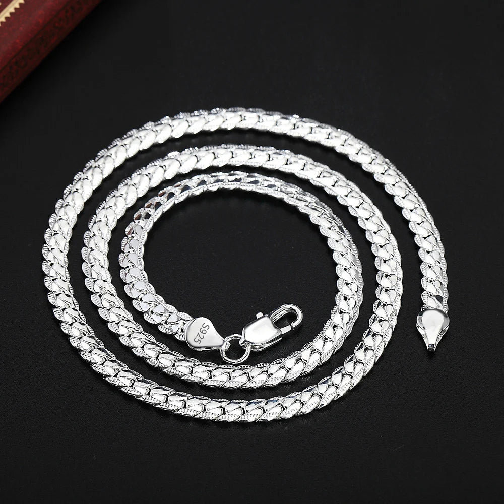 18K Gold/Silver Color 6mm Full Sideways Necklace Chain For Woman Men