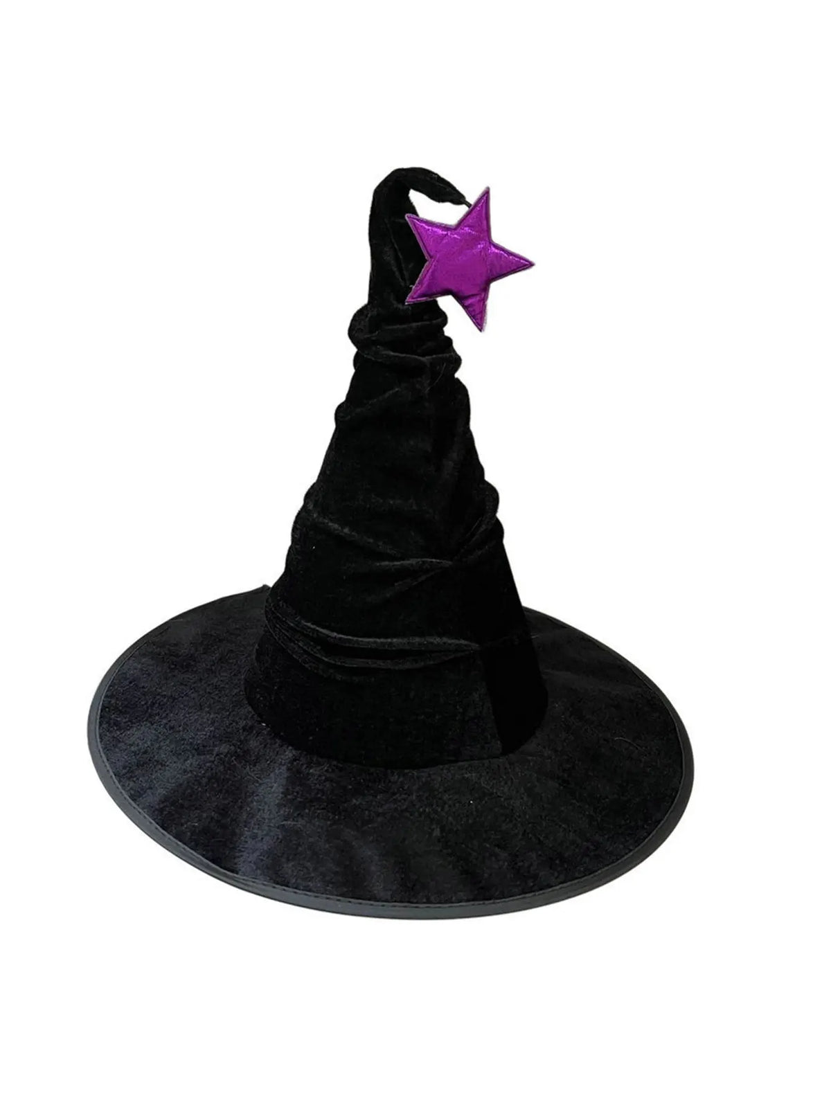 Halloween crumpled witch hat party, witch hat black velvet witch costume