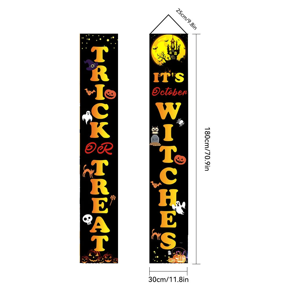 Halloween Carnival Party Decoration  Backdrops Pumpkin Skeleton Pattern Door Curtain