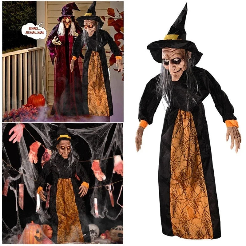 Halloween Witch Ghost Decor Horror Pendant Glowing Prank Props