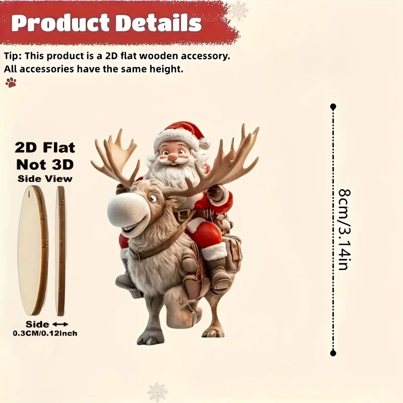 12-Piece Santa Claus Wooden Hanging Ornaments Set—Perfect for Christmas Trees and Holiday Home Decorations