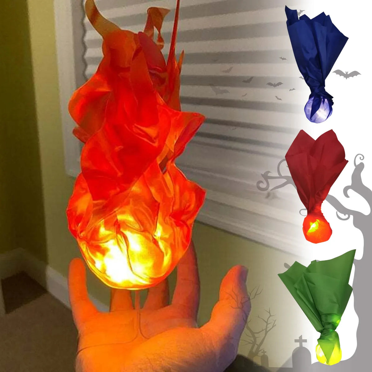 Halloween Decor Props Simulation Floating Fireball Lamp Artificial Fire Flame