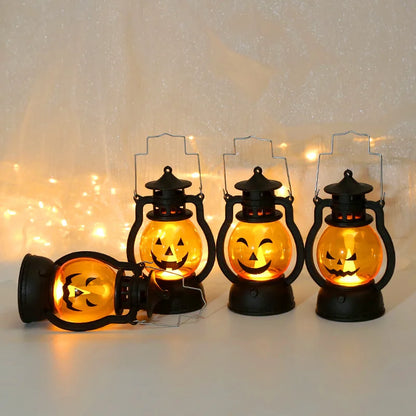 Halloween LED Hanging Pumpkin Lantern Light Ghost Lamp Candle Light Horror Props