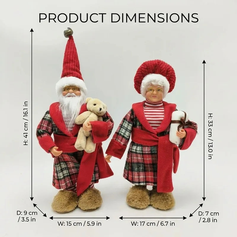 Standing Christmas Doll Figurine, Xmas Window Display Ornament, Holiday Home Decoration & Gift Supplies