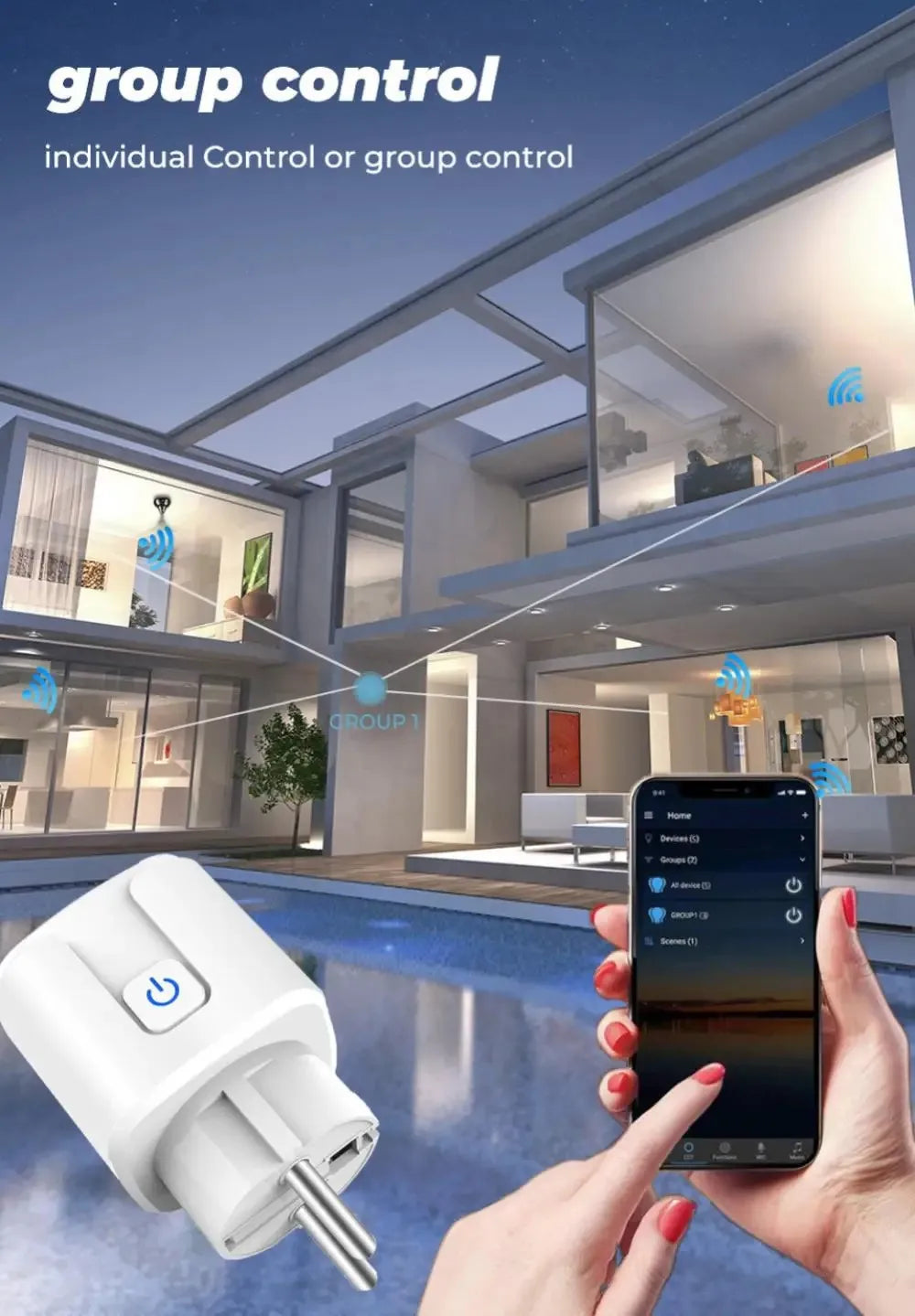 Smart Socket With Power Monitoring Timing Function Voice Control