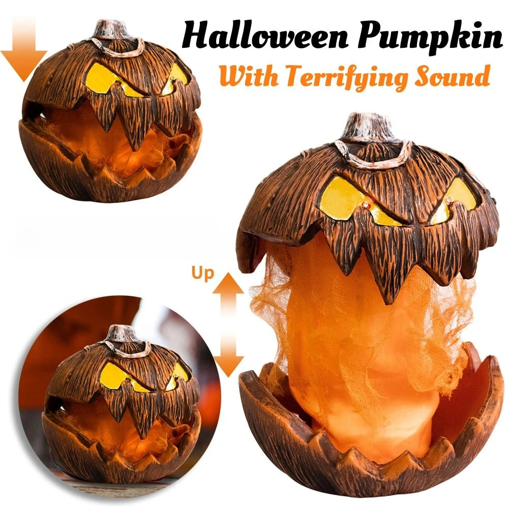 Halloween Pumpkin Animated Decor,Noise Activated Talking and Lifting