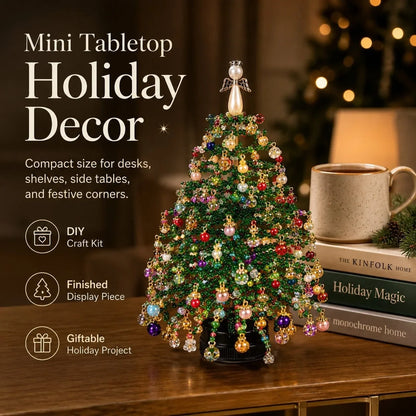 DIY Beaded Christmas Tree Kit for Kids & Adults 3D Crystal Craft with LED Lights