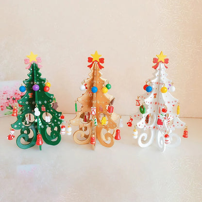 Creative DIY Wooden Christmas Tree Window Shop Mall Desktop Display Props Ornaments
